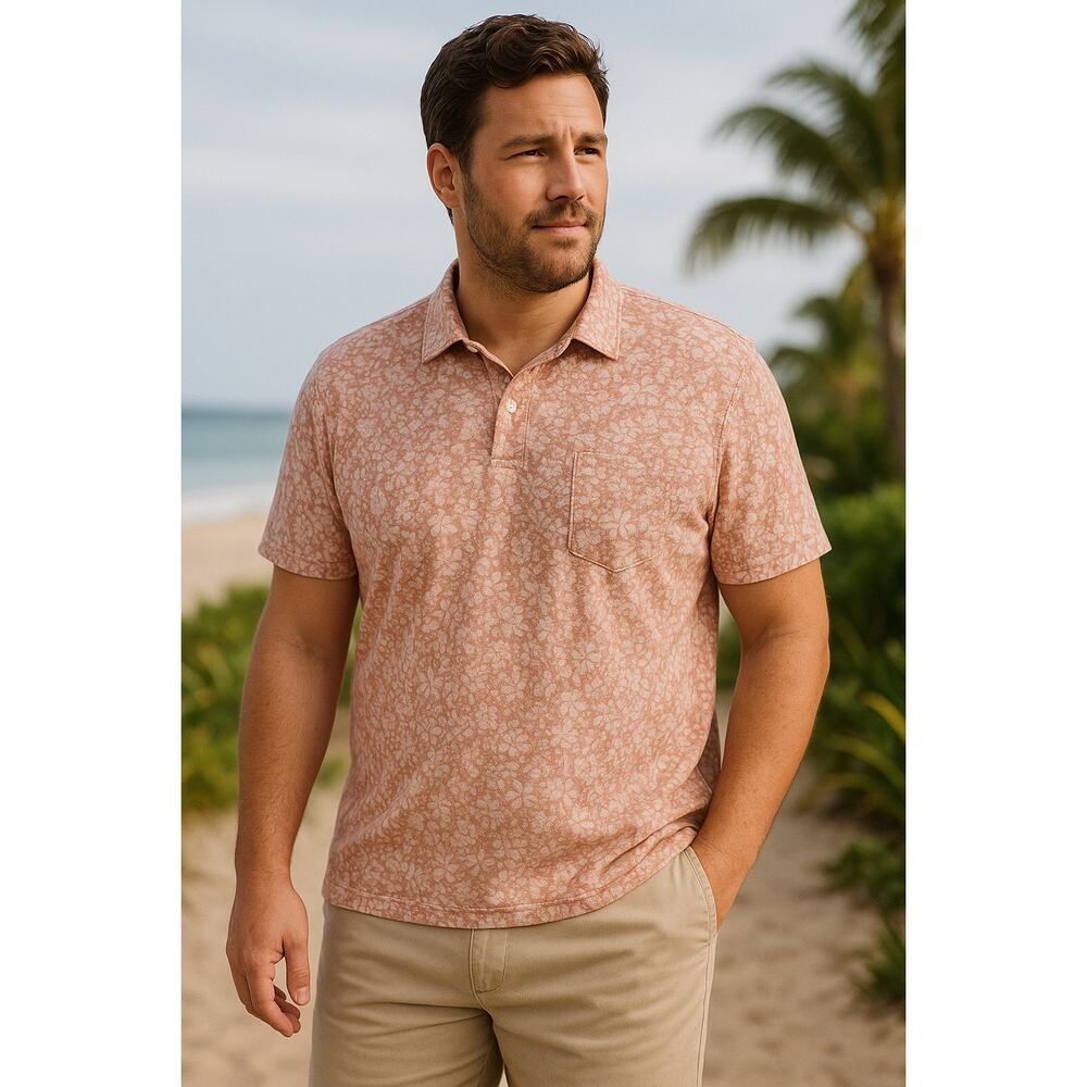 Faherty Reserve Movement Polo XXL Rose Floral Print Pima Cotton NWT